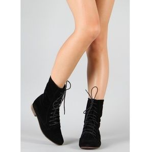 Lace Up Ankle Bootie Black